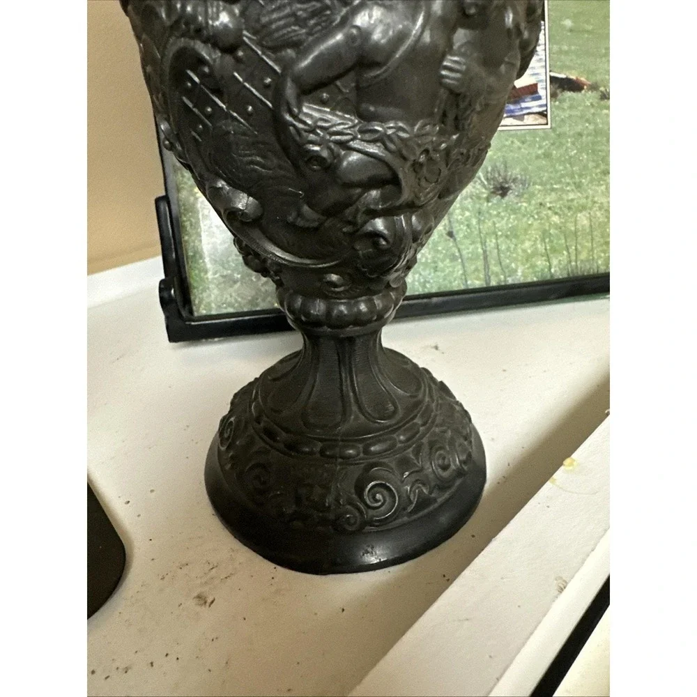 Victorian Metal Pitcher, French‎ Cherub Motif, Repoussé (Vintage Decor)